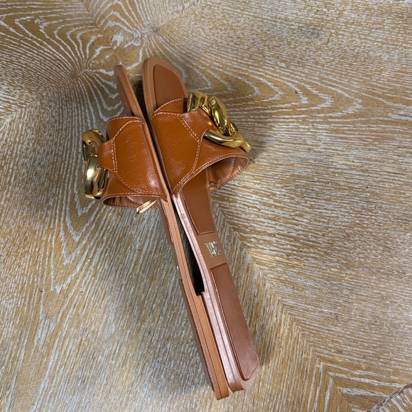 ZARA Brown Slides with Gold Chain Detail 40 - Picture 10 of 12